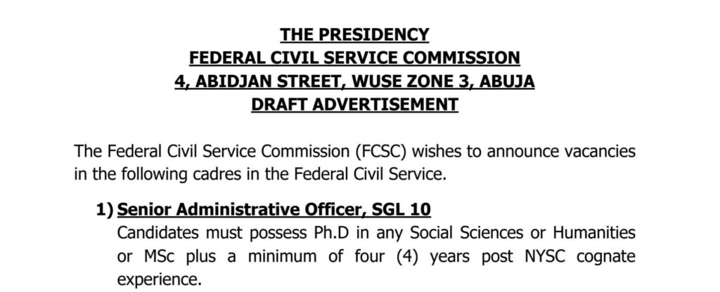 FCSC Recruitment 2025 Application Form Portal for 70 Job Vacancies